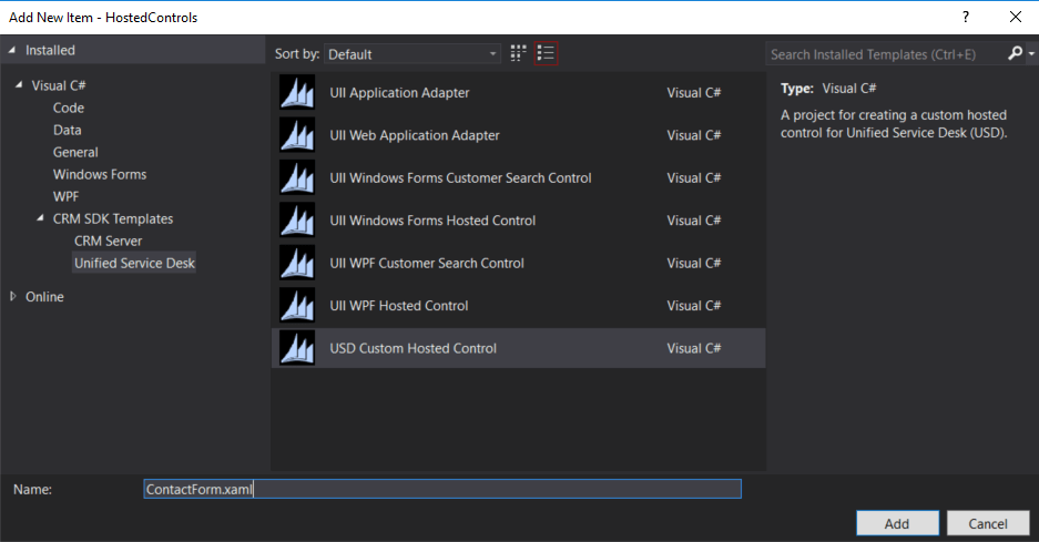 Creating a hosted control from Visual Studio